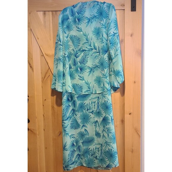 JW Treci 2 Piece Maxi Floral Dress Blazer Plus Size 18 Tie Front Tropical Beachy - Picture 2 of 16